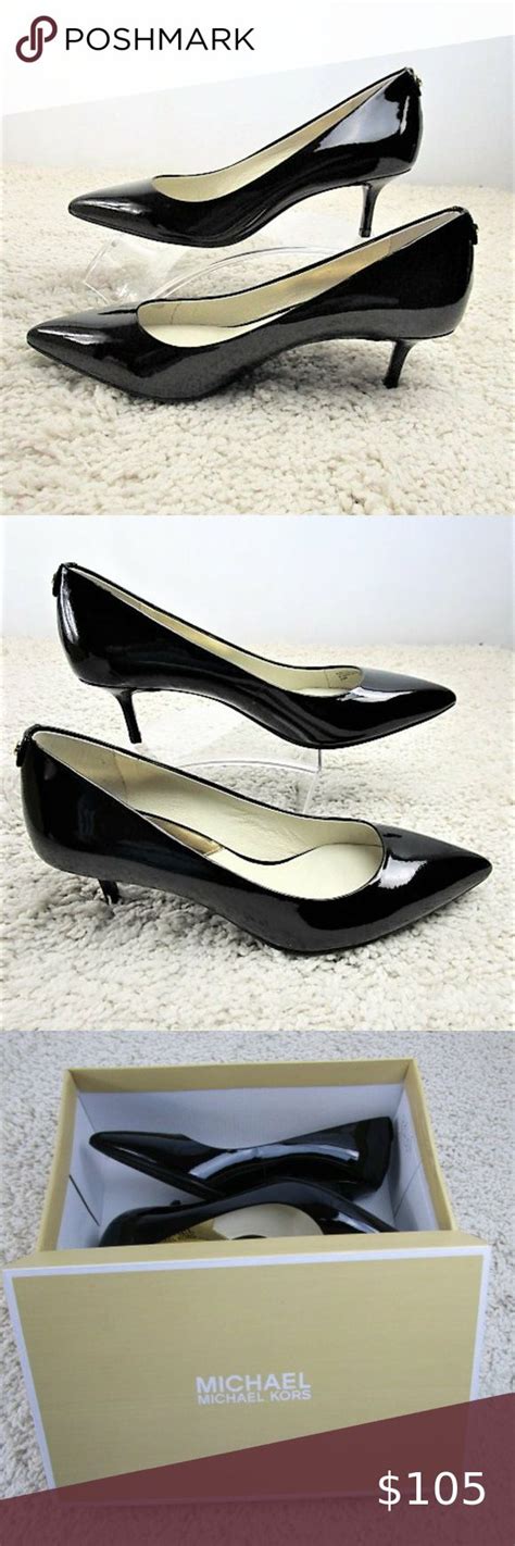 michael kors black patent kitten heels|michael kors heel pumps.